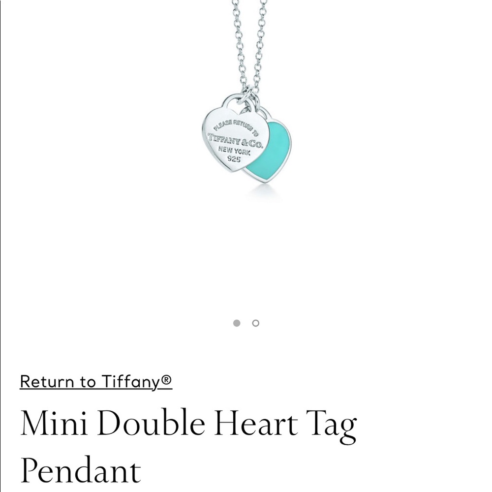 Tiffany Mini double heart tag pendant necklace